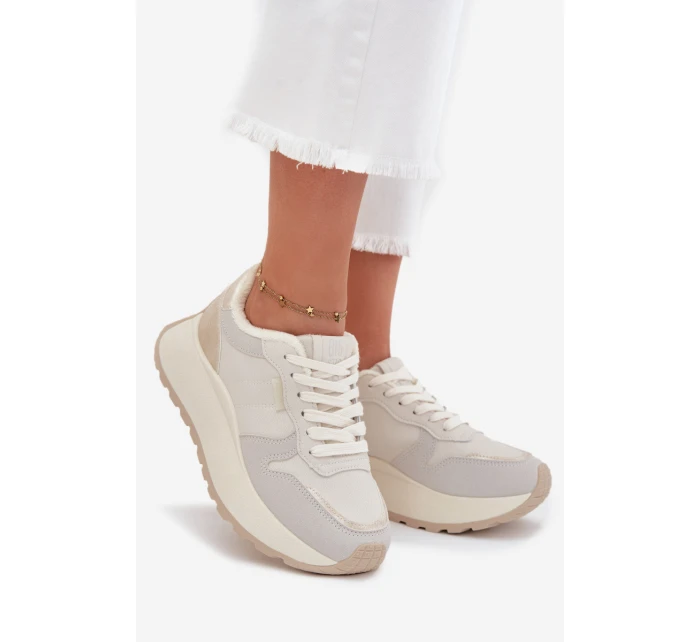 Zateplené dámské sneakersy na platformě Big Star SS274008 HI-POLY SYSTEM světle béžové Zateplené dámské sneakersy na platformě Big Star SS274008 HI-POLY SYSTEM světle béžové