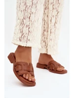 Dámské pantofle na plochém podpatku Camel model 21900529 - Boto Dámské pantofle na plochém podpatku Camel model 21900529 - Boto