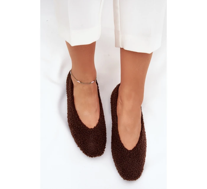 Dámské baleríny s kožíškem typu  – čokoládové model 21836918 - Kesi