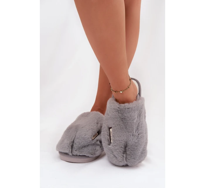 Dámské huňaté pantofle – šedé Belinna Dámské huňaté pantofle – šedé Belinna