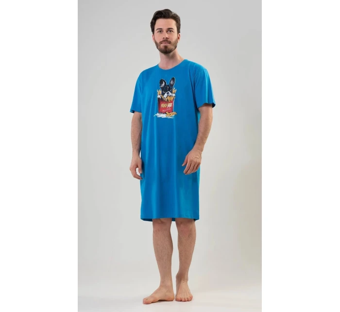 Pánská noční košile Bulldog modrá - Vienetta