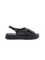 Krásné černé sandály dámské bez podpatku Krásné černé sandály dámské bez podpatku