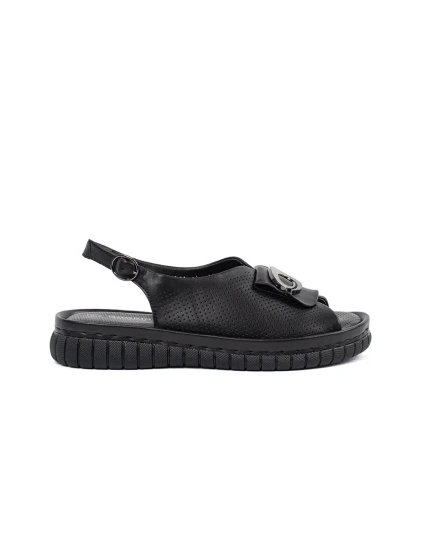 Krásné černé sandály dámské bez podpatku Krásné černé sandály dámské bez podpatku