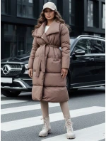 Dámský zimní dlouhý prošívaný kabát FAVI hnědý FashionStreet TY4571