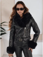 Dámská kožená bunda s kožešinou černá FashionStreet TY5212