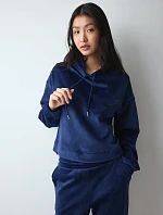 Dámská mikina Velour Rib Hoodie Admiral tmavě modrá - TRIUMPH