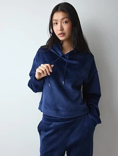 Dámská mikina Velour Rib Hoodie  Admiral tmavě modrá - TRIUMPH