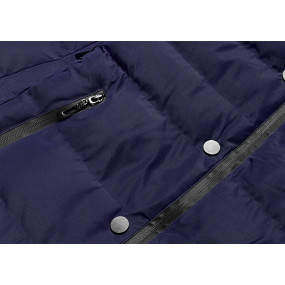Tmavě modrá krátká vypasovaná dámská zimní bunda (5M770-215)