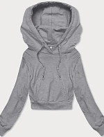 Krátká mikina s kapucí světle šedá (8B939-2)