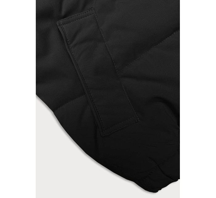 Krátká černá dámská bunda pro přechodné období s odepínací kapucí model 19399060 - J.STYLE