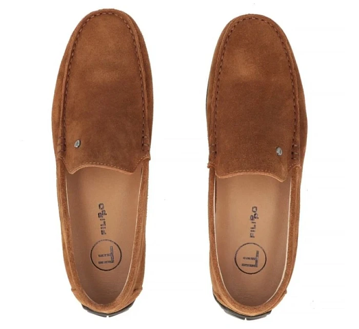 Pánské semišové kožené mokasíny polobotky camel Filippo MP923