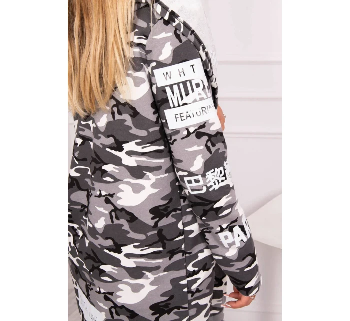 Plášť s šedým + černým nápisem