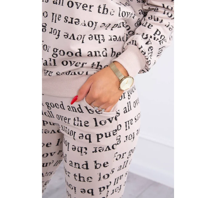 Sada s potiskem béžová