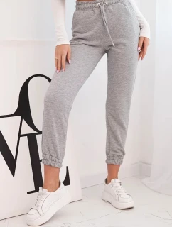 Dámské bavlněné kalhoty s gumou v pase šedé