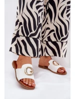 Eko Kožené Ploché Sandály Dámské S Dekorativním Detalem Bílé model 21687720 - Boto Eko Kožené Ploché Sandály Dámské S Dekorativním Detalem Bílé model 21687720 - Boto