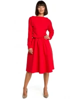 B087 Šaty midi střihu - červené