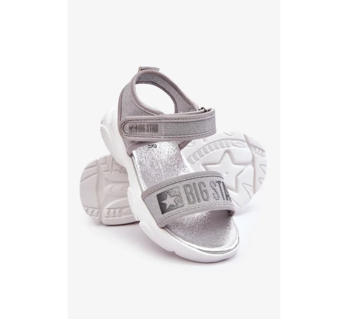 Dětské sandály na suchý zip Big Star LL374194 stříbrne Dětské sandály na suchý zip Big Star LL374194 stříbrne