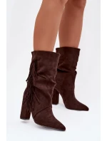 Zateplené dámské kotníkové boty na sloupkovém podpatku Darlina – čokoládové Zateplené dámské kotníkové boty na sloupkovém podpatku Darlina – čokoládové