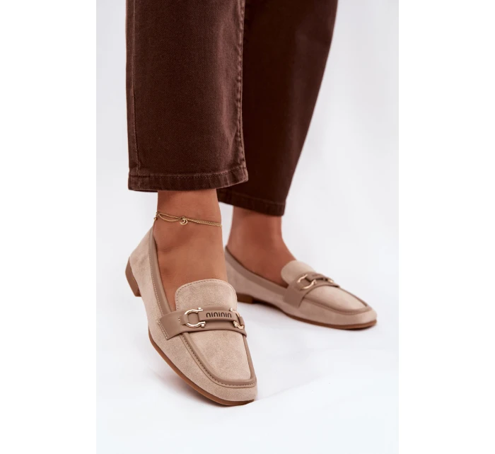 Dámské mokasíny / loafersy s ozdobným detailem – béžové Evelora Dámské mokasíny / loafersy s ozdobným detailem – béžové Evelora