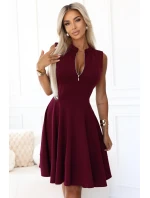 šaty s rozšířeným spodním dílem a zipem vínové model 21306302 - numoco šaty s rozšířeným spodním dílem a zipem vínové model 21306302 - numoco