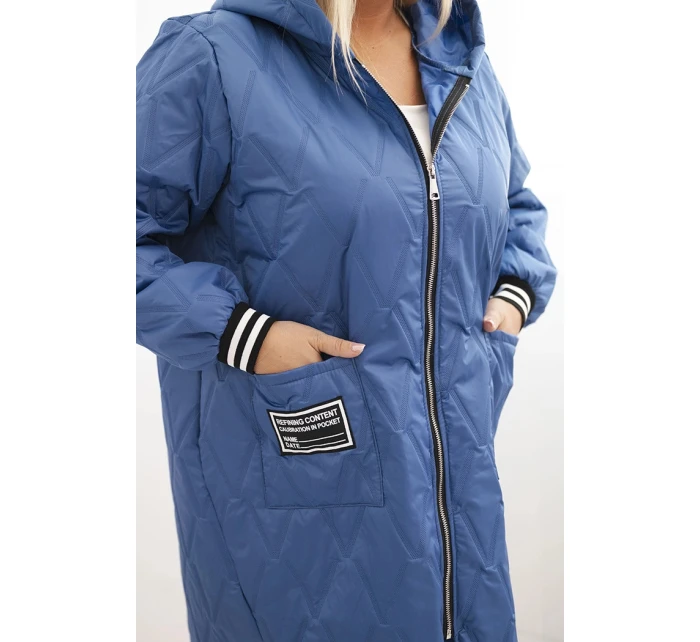 Dámská bunda Plus Size prošívaná s kapucí a manžetami světlá model 21439196 - K-Fashion