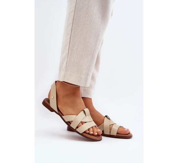 Zazoo 40185 Pohodlné kožené klínové sandály hnědé