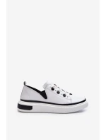 Bílé lakované dámské kožené tenisky D&A LR535