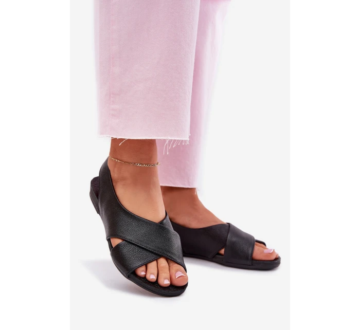 Dámské kožené sandály černé model 21701814 - Zazoo