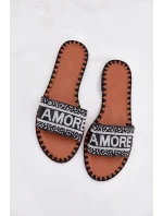 Dámské Pantofle Na Plochém Podpatku Se Zdobením Amore Černé Avelina