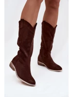 Kovbojky Na Nízkém Podpatku Z Eko Semiše Čokoládové model 21757733 - Boto Kovbojky Na Nízkém Podpatku Z Eko Semiše Čokoládové model 21757733 - Boto