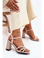 Dámské sandály na podpatku s pásky Vinceza béžové