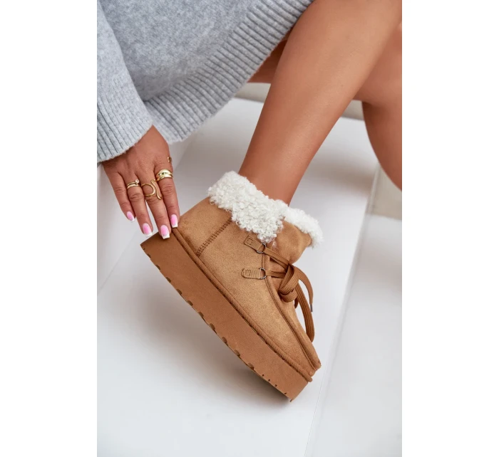 Dámské sněhule na platformě s kožešinou typu Branek Camel Ciabellae Dámské sněhule na platformě s kožešinou typu Branek Camel Ciabellae