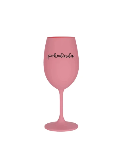POHODINDA - růžová sklenice na víno 350 ml
