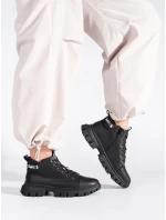 Zajímavé kotníčkové boty dámské černé na plochém podpatku Zajímavé kotníčkové boty dámské černé na plochém podpatku