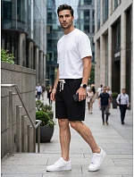 Pánské černé teplákové kraťasy FashionStreet SX2632 Pánské černé teplákové kraťasy FashionStreet SX2632