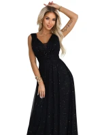 Večerní dlouhé šaty s  a hlubokým výstřihem černé model 21422851 - numoco basic