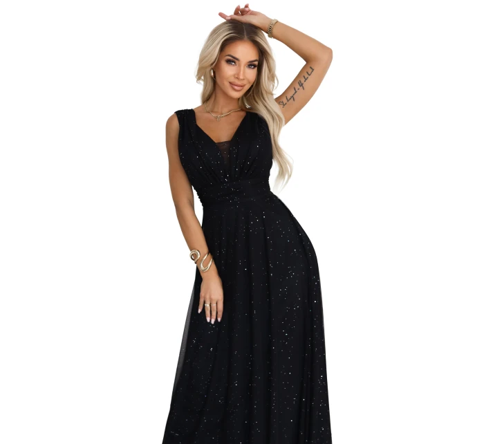 Večerní dlouhé šaty s  a hlubokým výstřihem černé model 21422851 - numoco basic