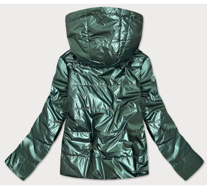 Zelená lesklá dámská bunda s kapucí model 16147495 - S'WEST