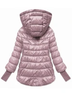 Krátká růžová dámská bunda s úpletovými stahovacími lemy (P22/P3-6636/P3-6023-52) Krátká růžová dámská bunda s úpletovými stahovacími lemy (P22/P3-6636/P3-6023-52)