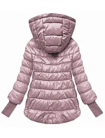 Dámská krátká bunda s pletenými žebrovanými lemy růžová (P22/P3-6636/P3-6023-52) Dámská krátká bunda s pletenými žebrovanými lemy růžová (P22/P3-6636/P3-6023-52)