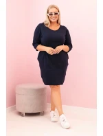 Dámská sukýnka Plus Size s bavlnou model 21259066 střihu a rukávem 3/4 modrá - K-Fashion