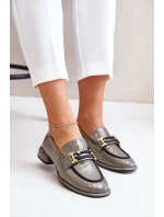 Lakované Dámské Polobotky Na Klínku S Ozdobou Artiker 55C0412 Šedé