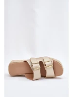 Dámské Pantofle Na Klínu S Pletením A Přezkami Zlaté model 21697344 - Boto Dámské Pantofle Na Klínu S Pletením A Přezkami Zlaté model 21697344 - Boto