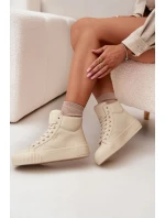 Zateplené dámské tenisky na platformě Big Star OO274795 Béžové Zateplené dámské tenisky na platformě Big Star OO274795 Béžové