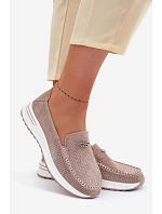 Dámské mokasíny z přírodního semiše tmavě béžové model 22095015 - EVENTO Dámské mokasíny z přírodního semiše tmavě béžové model 22095015 - EVENTO