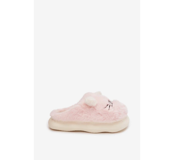 Dámské huňaté pantofle s motivem úsměvu – růžové Lexira Dámské huňaté pantofle s motivem úsměvu – růžové Lexira