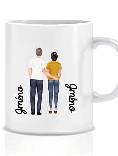 Personalizovaný klasický bílý keramický hrníček 300 ml s párem