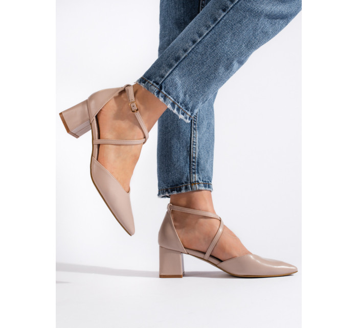 Trendy  sandály dámské hnědé na širokém podpatku