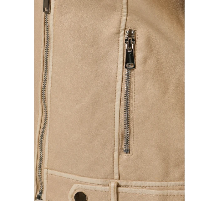 Kurtka skórzana damska ramoneska beżowa model 22007557 - FashionStreet Kurtka skórzana damska ramoneska beżowa model 22007557 - FashionStreet