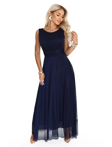 dlouhé maxi šaty s kulatým výstřihem – tmavě modré model 22269168 - numoco basic dlouhé maxi šaty s kulatým výstřihem – tmavě modré model 22269168 - numoco basic